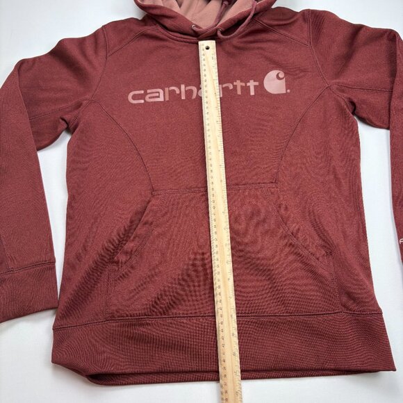 Carhartt Force Relaxed Fit Maroon Logo Hoodie Sweatshirt - Picture 8 of 9